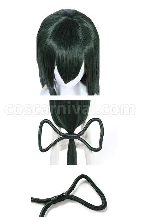 my hero academia tsuyu asui wigs dark green long hair wigs custom cosplays