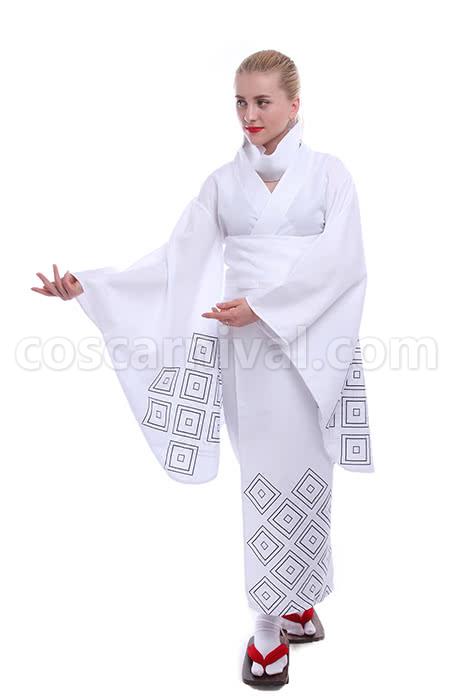 Nurarihyon no Mago White Printed Kimonos Cosplay Costume coscarnival