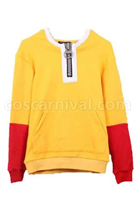 One Punch Man Saitama Zipper Hoodie Sweater Cosplay Costume coscarnival