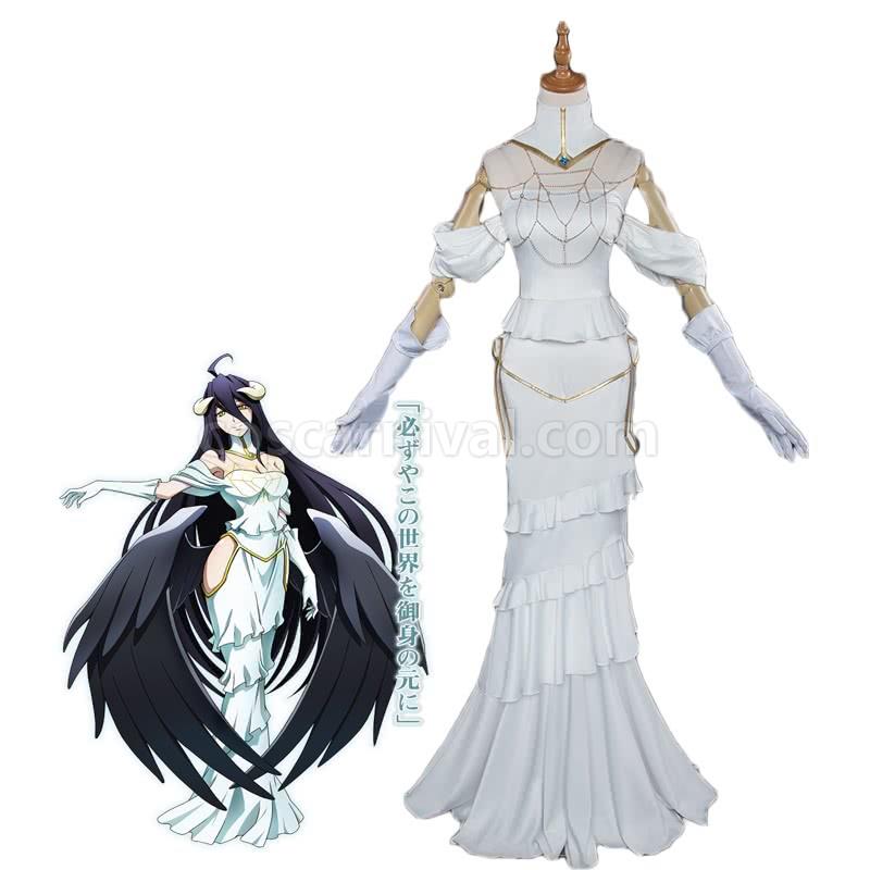 Overlord Albedo White Dress Cosplay Costume coscarnival