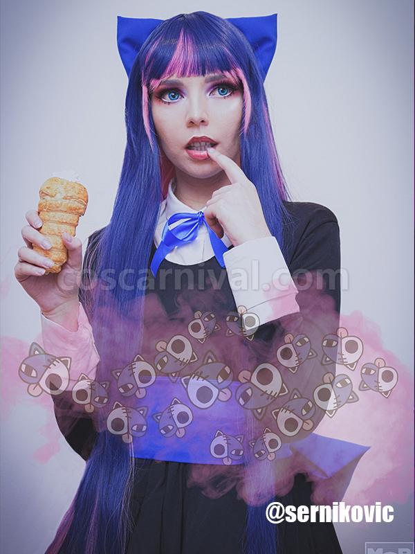Panty  Stocking With Garterbelt Stockings Black Dress Cosplay Costume coscarnival