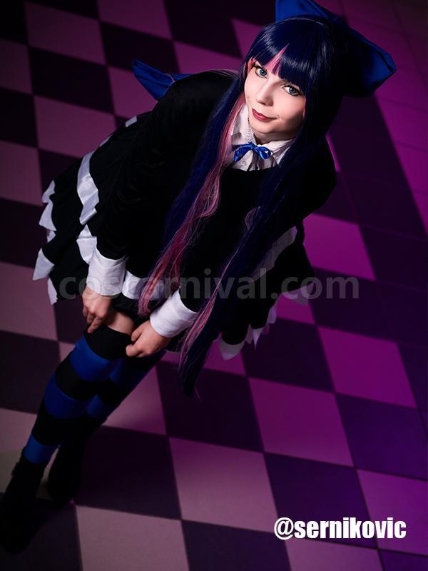 Panty  Stocking With Garterbelt Stockings Black Dress Cosplay Costume coscarnival