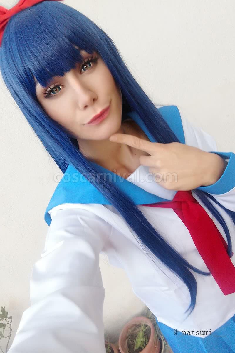 Poputepipikku Pop Team Epic Popuko and Pipimi Blue Uniform Skirt Cosplay Costume coscarnival