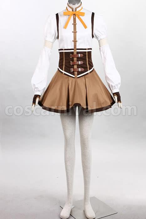 Puella Magi Tomoe Mami Mixed White And Brown Dress Lovely Cosplay Costume coscarnival