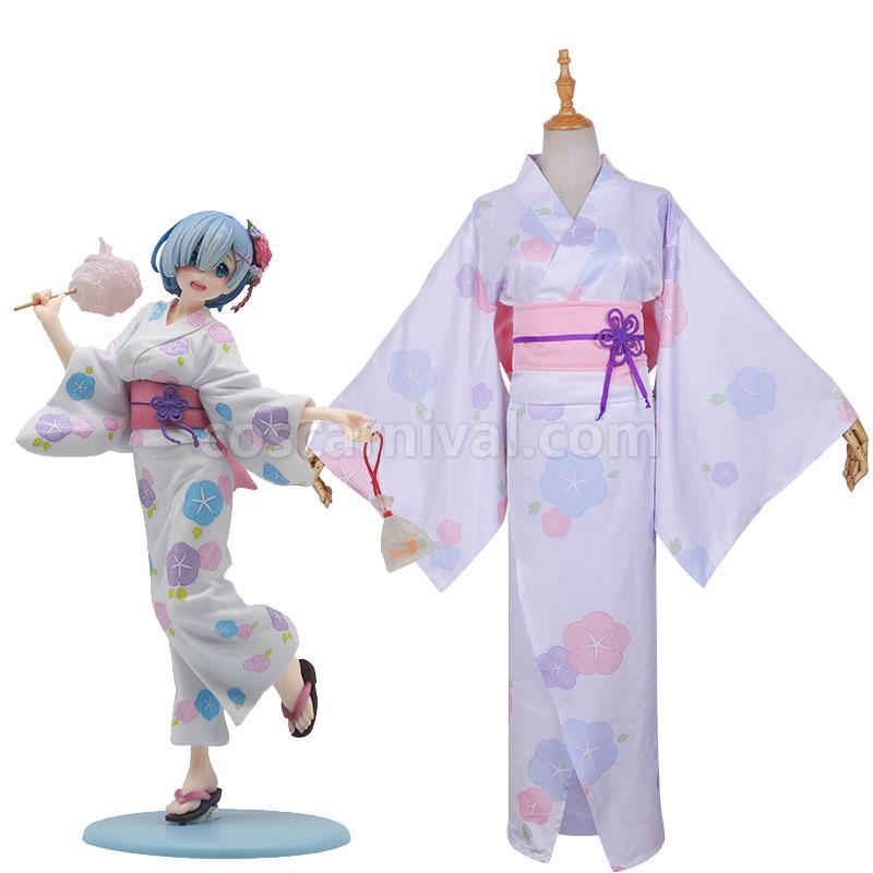Re : Zero-Starting life in another World Rem Kimono Yukata Cosplay Costume coscarnival