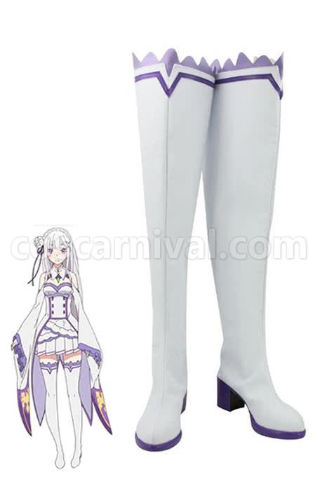 Re:ZERO -Starting Life in Another World Emilia Shoes Long Boots Cosplay Costume coscarnival