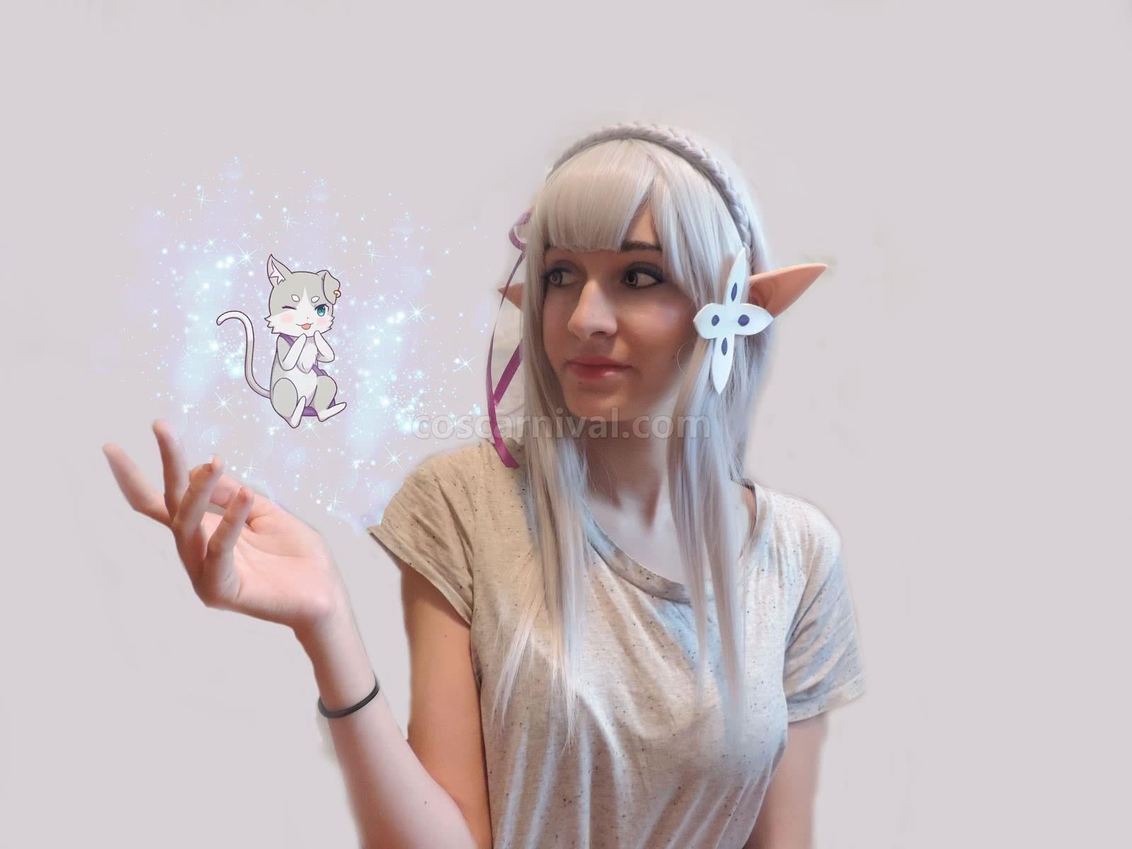 rezero starting life in another world emilia synthetic long grey wigs custom cosplays