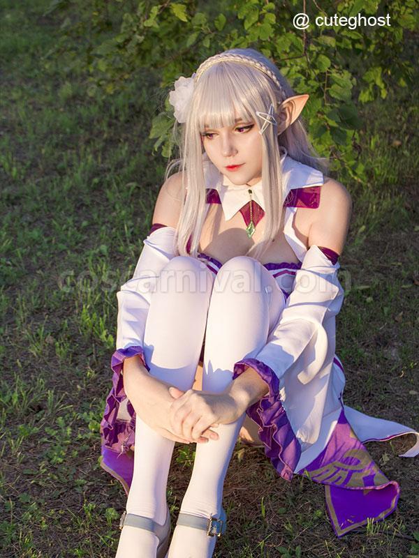 rezero starting life in another world emilia synthetic long grey wigs custom cosplays