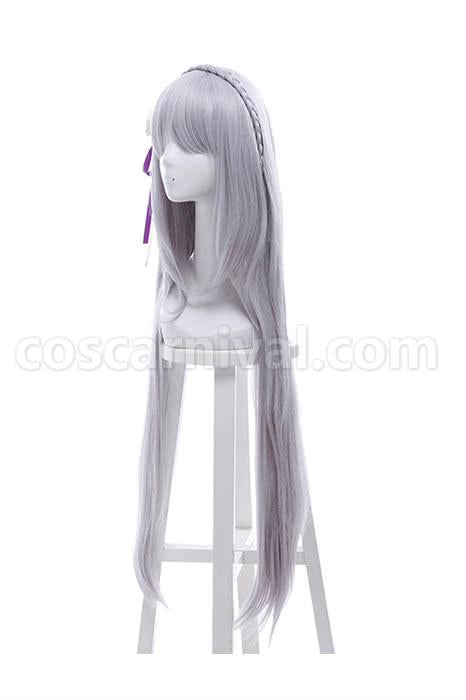 rezero starting life in another world emilia synthetic long grey wigs custom cosplays