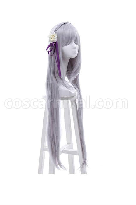 rezero starting life in another world emilia synthetic long grey wigs custom cosplays