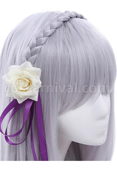 rezero starting life in another world emilia synthetic long grey wigs custom cosplays