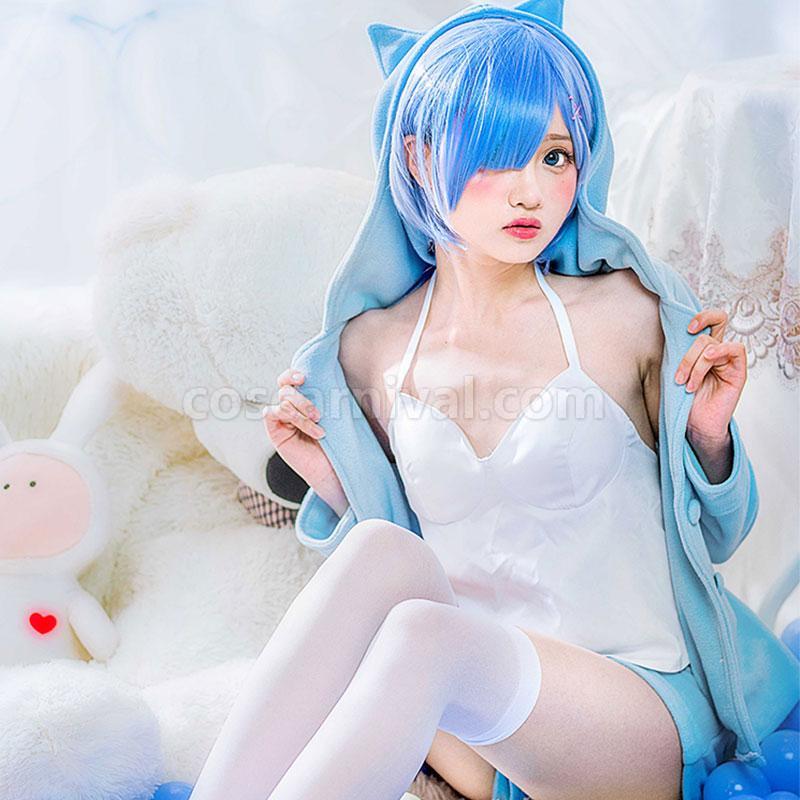 Re:ZERO -Starting Life in Another World Rem Ram Cat Pajamas 2 Colors Daily Cosplay Costume coscarnival