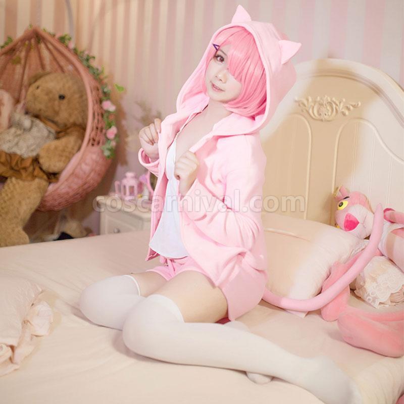 Re:ZERO -Starting Life in Another World Rem Ram Cat Pajamas 2 Colors Daily Cosplay Costume coscarnival