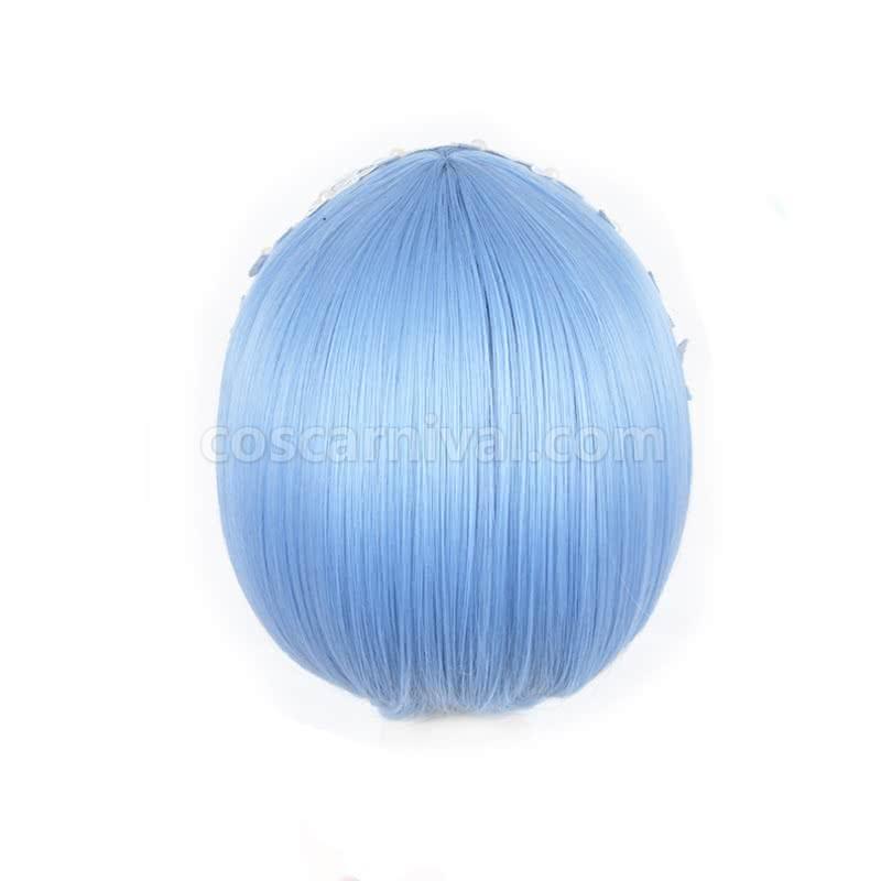 rezero starting life in another world rem wigs synthetic wigs short light blue bob hair wigs custom cosplays
