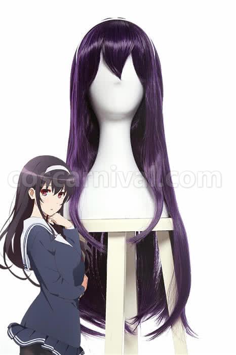 Saenai Heroine no Sodatekata Utaha Kasumigaoka Black Purple Long Straight Women Cosplay Costume  coscarnival