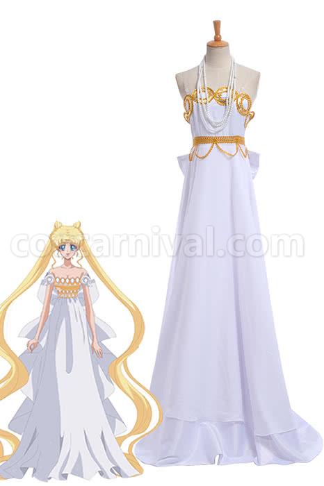 Sailor Moon Crystal Usagi Tsukino Princess Serenity White Queen Dress for 20th Anniversary Cosplay Costume coscarnival