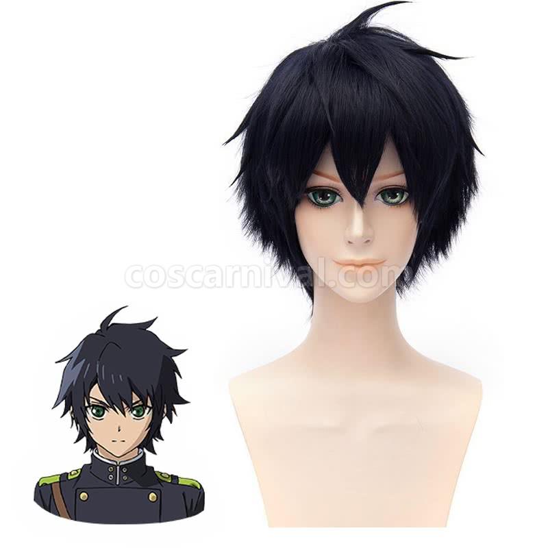 seraph of the end yuichiro hyakuya black short wig cosplay costumes