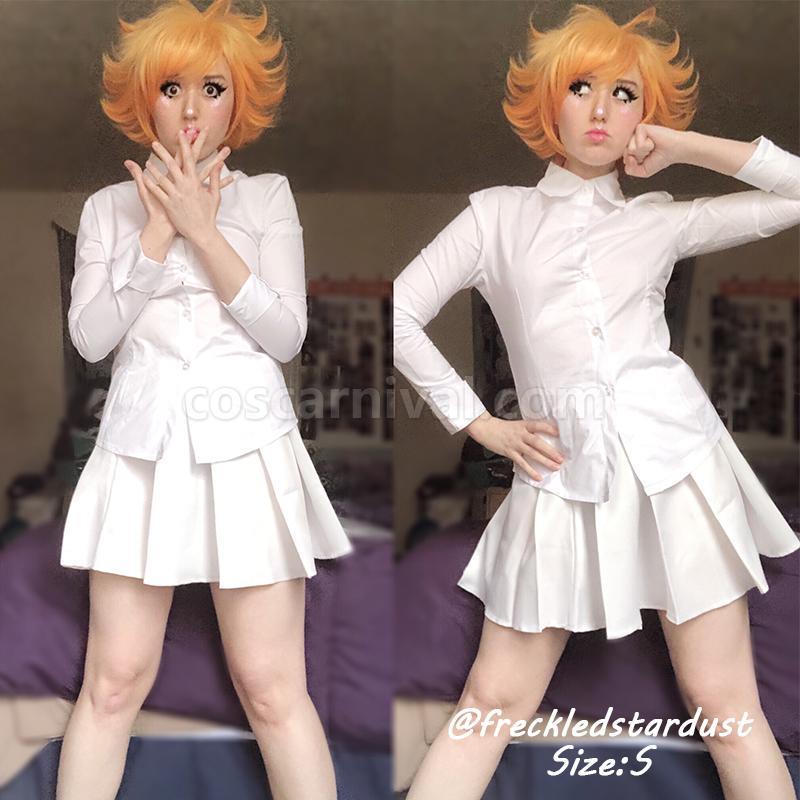 The Promised Neverland Emma White Shirt Skirt Cosplay Costume coscarnival