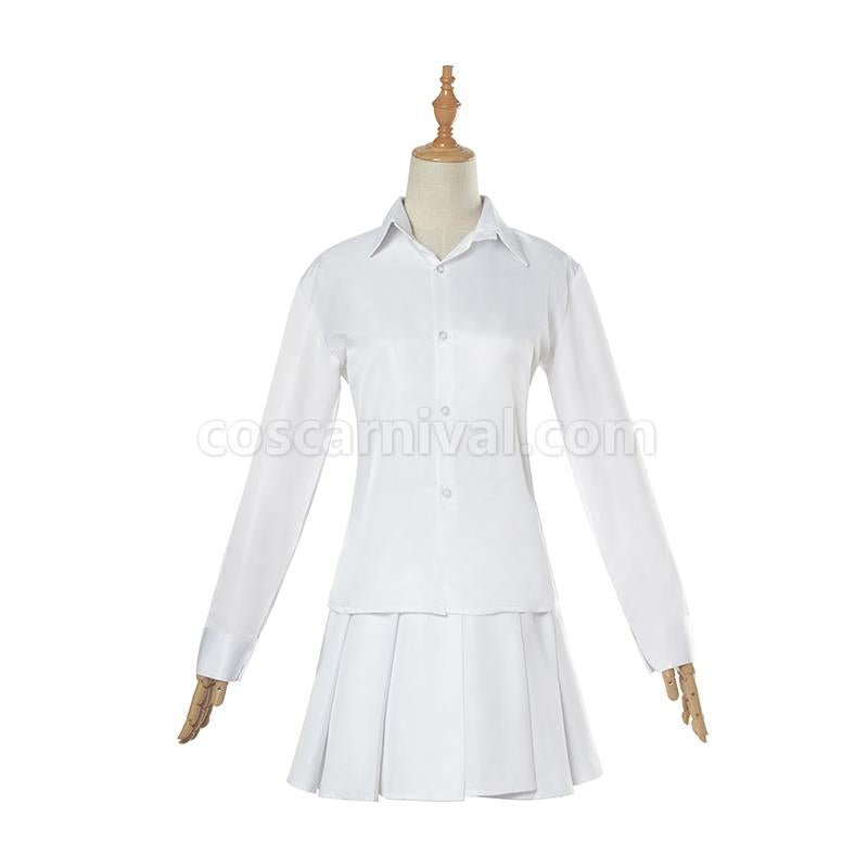 The Promised Neverland Emma White Shirt Skirt Cosplay Costume coscarnival