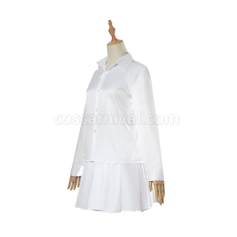 The Promised Neverland Emma White Shirt Skirt Cosplay Costume coscarnival