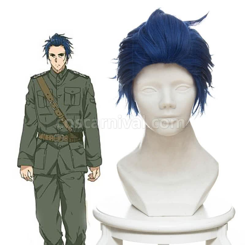 violet evergarden gilbert bougainvillea short mixed blue man wigs costume
