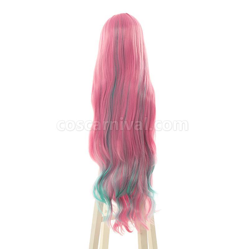 Virtual Youtuber Pinky Pop Hepburn Long Curly Mixed Pink Cosplay Costume coscarnival