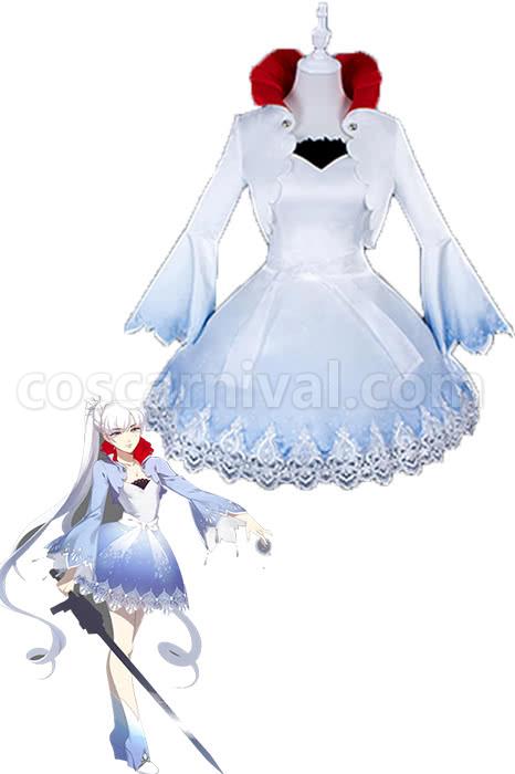 Weiss Schnee Lovely White and Blue Cosplay Costume coscarnival