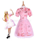 Women Girls Lolita Gorgeously Pink Puffy dress Dresses Cosplay Costume, front view