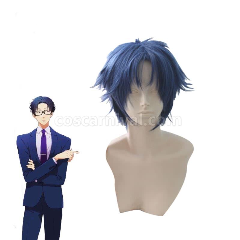wotakoi love is hard for otaku hirotaka nifuji 45cm blue short men synthetic wig anime cosplay costumes