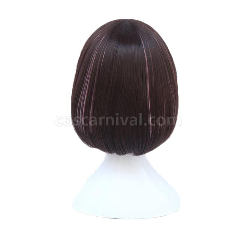 Youtuber kizuna ai 짧은 스트레이트 브라운 혼합 핑크 코스프레 의상 coscarnival