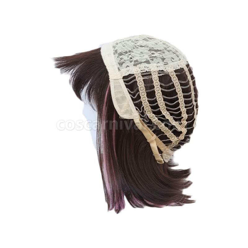 Youtuber kizuna ai 짧은 스트레이트 브라운 혼합 핑크 코스프레 의상 coscarnival