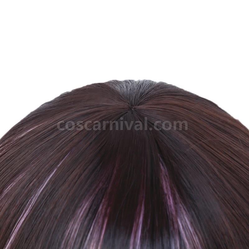 Youtuber kizuna ai 짧은 스트레이트 브라운 혼합 핑크 코스프레 의상 coscarnival