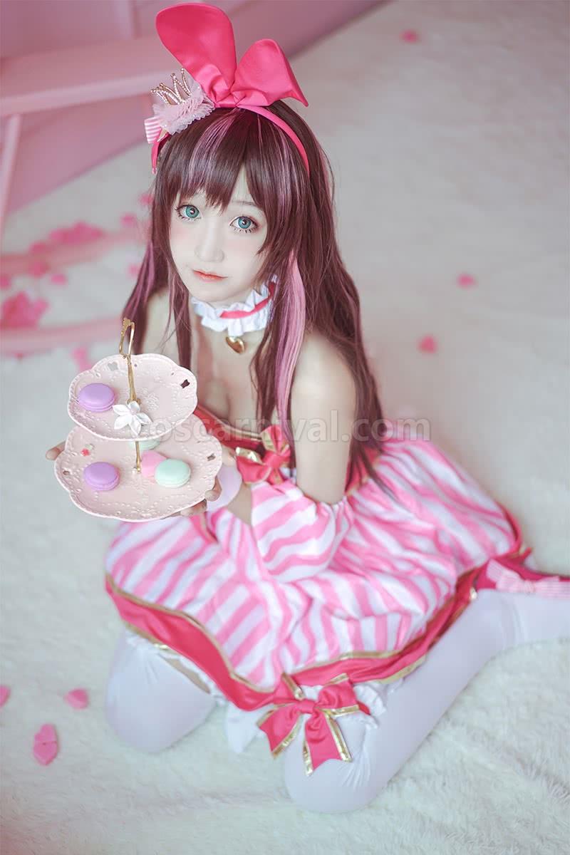 Youtuberキズナアイ女ピンクドレスコスプレ衣装coscarnival