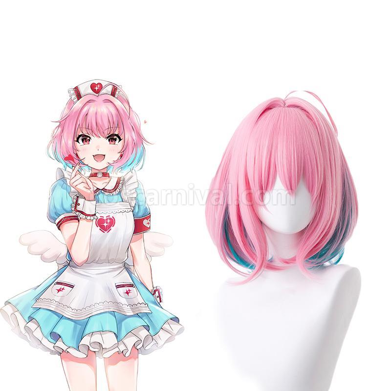 yumemi riamu pink mixed blue short wigs costumes