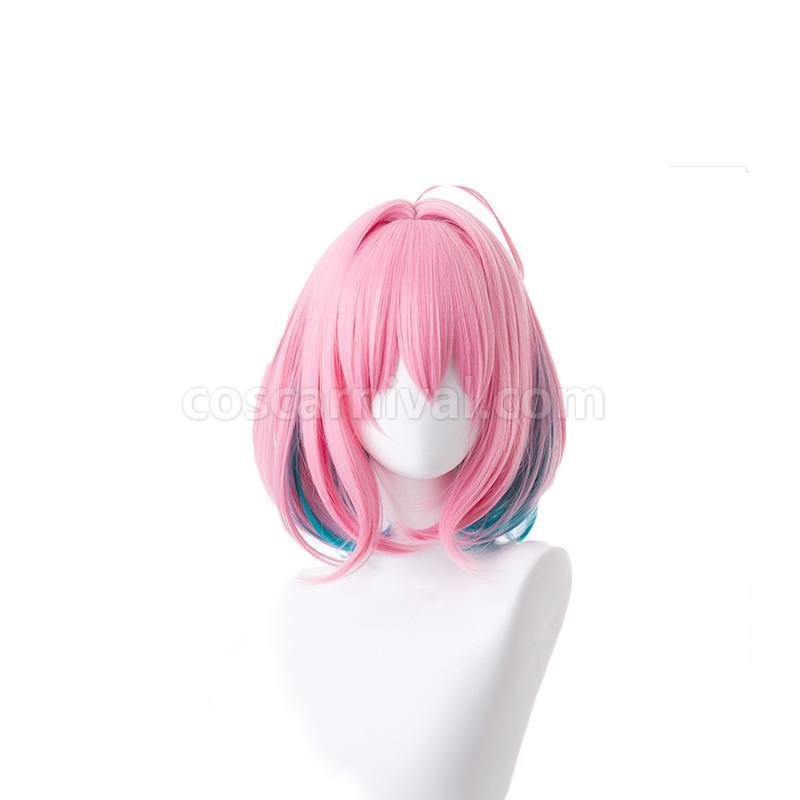yumemi riamu pink mixed blue short wigs costumes