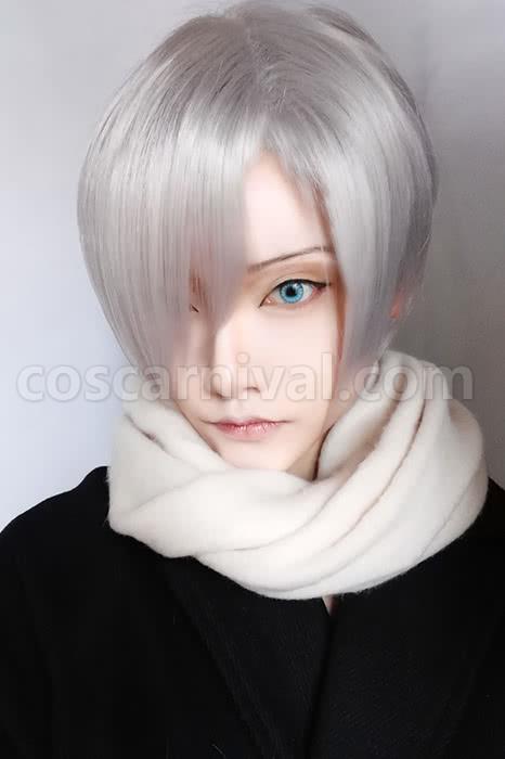 yuri on ice victor nikiforov wigs men short light gray wigs anime cosplay costumes