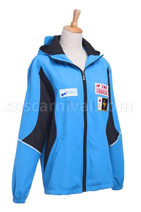 Yuri on Ice 유리 카츠키 블루 스포츠웨어 자켓 코스프레 의상 coscarnival
