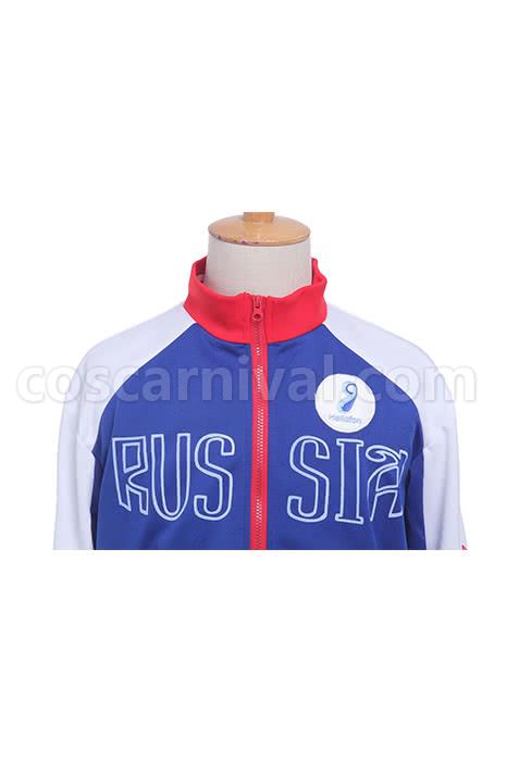 Yuri on Ice Yuri Plisetsky 블루 스포츠웨어 코트 코스프레 의상 coscarnival